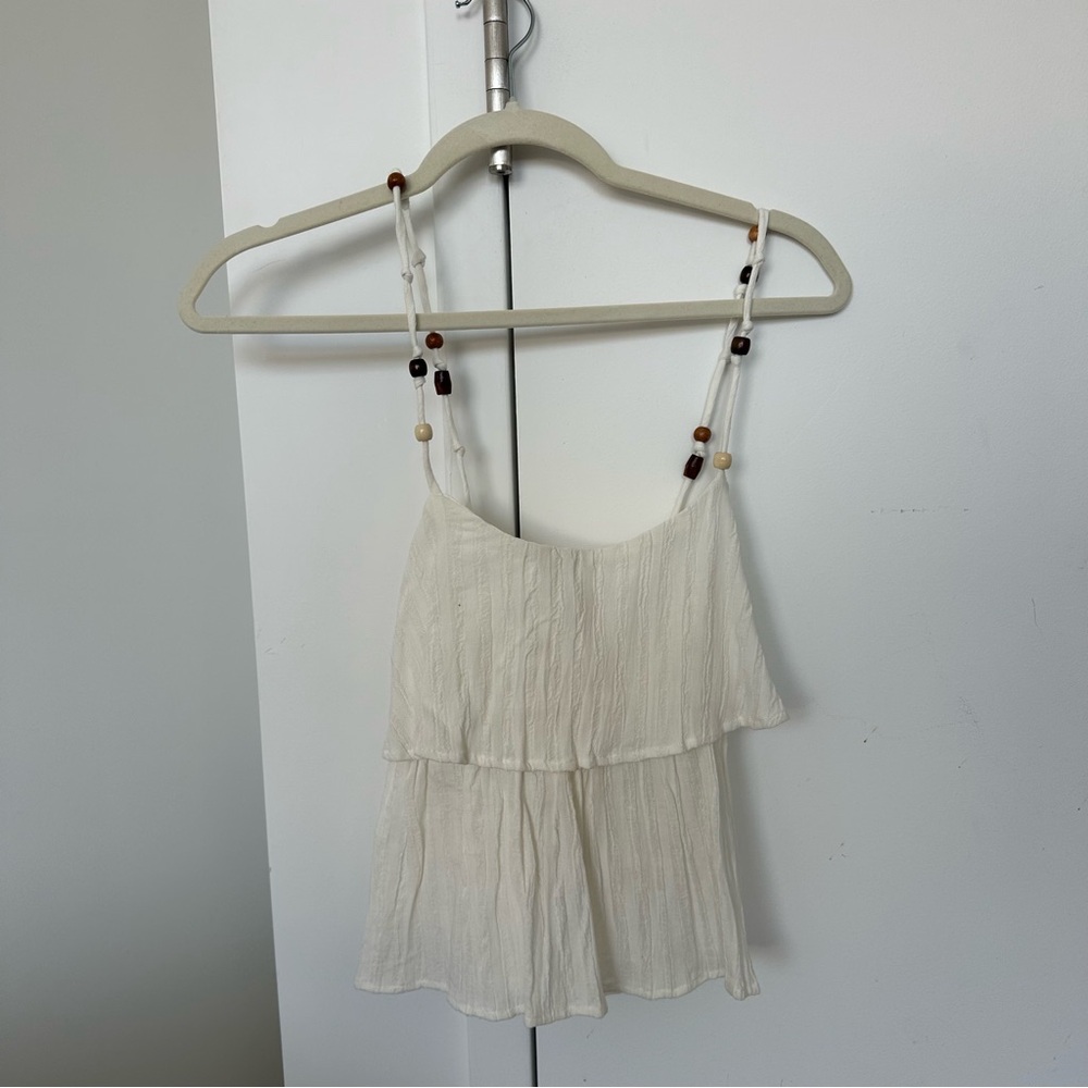 Primark Cream Beaded-Strap Tiered Cami Top